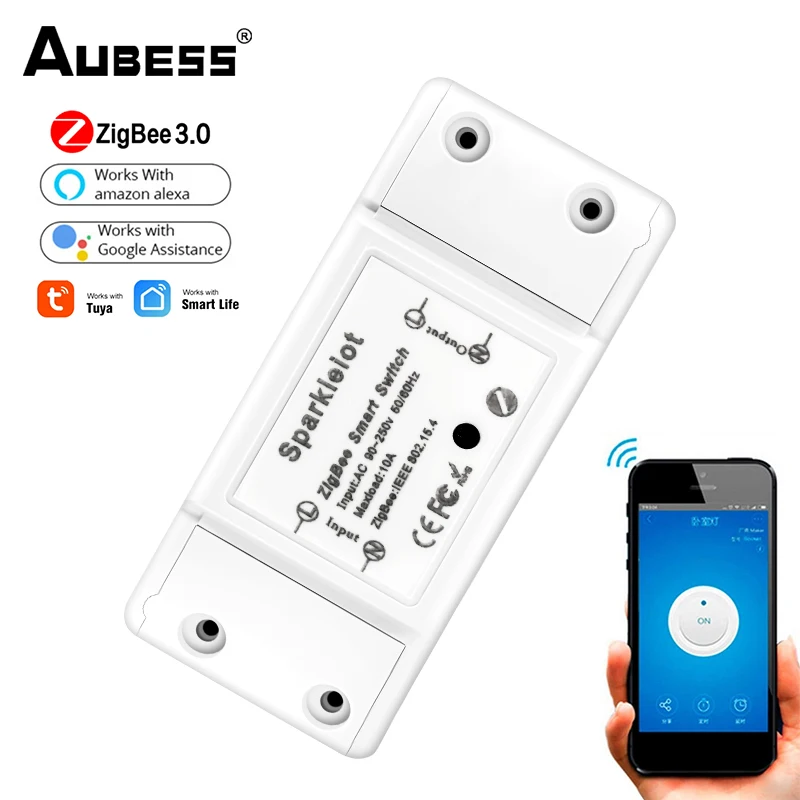 

Aubess Zigbee WiFi Switch Smart Wireless Remote Switch Light Universal Breaker Switch Module Voice Control With Alexa Google