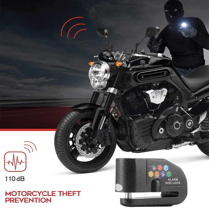 Универсальный Противоугонный замок 110 дБ для защиты мотоцикла скутера дискового