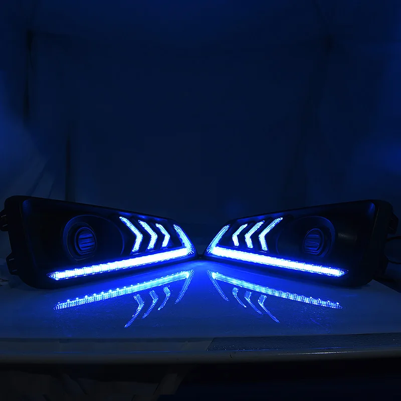

2Pcs DRL For Honda city 2014 2015 2016 LED DRL Daytime Running lights with Fog Lamp hole Yellow signal and blue