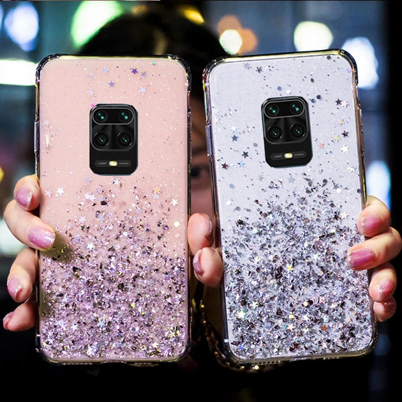 

Glitter Case For Xiaomi Mi 10 Ultra 11 Lite 10T 9 Poco X3 NFC F2 Pro F3 M3 X2 Clear Cover For Redmi 9A 9C Note 9 8 7 Pro 9S Case
