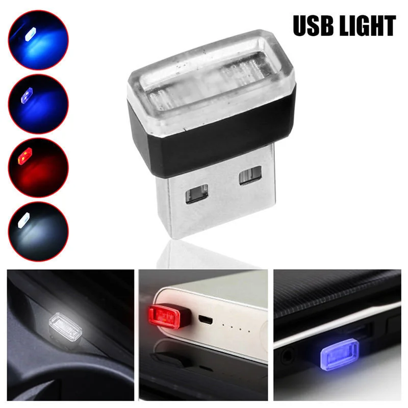 1 шт. мини светодиод машины светильник авто Интерьер USB атмосфера Plug and Play Декор