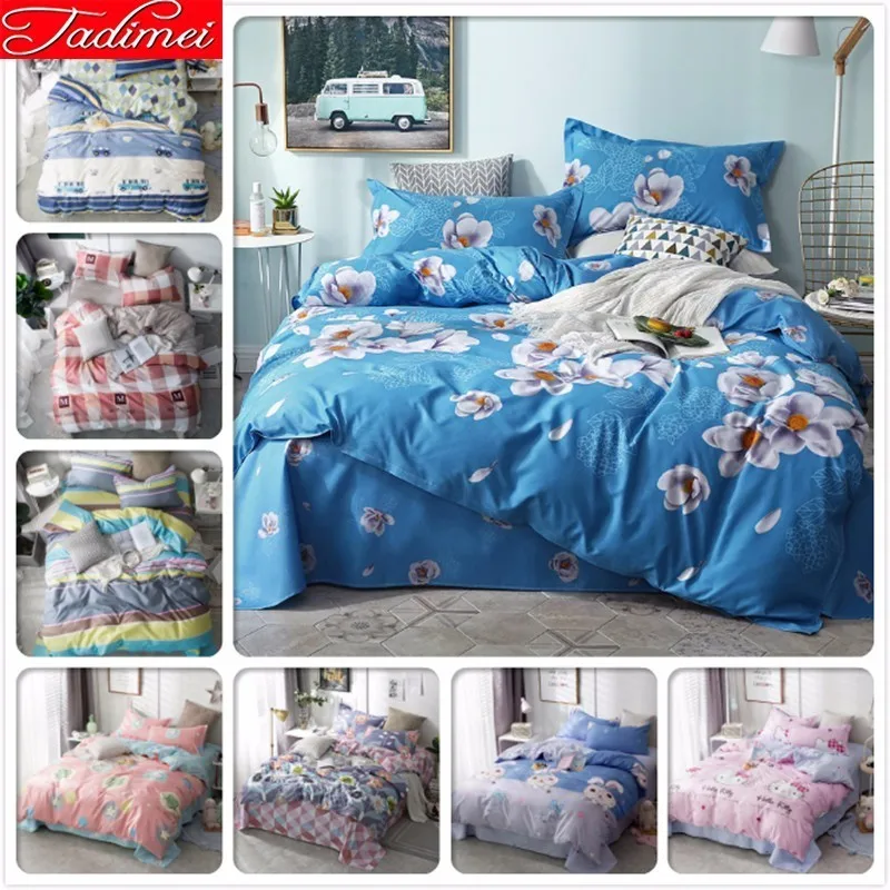 Цветочный узор пододеяльник 3/4 шт Постельное белье для взрослых и детей ребенок