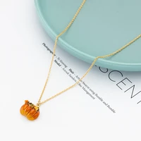 jaeeyin 2021 trendy holiday jewelry pastoral cute plant pendant ethnic pumpkin enamel charm necklace gold color clavicle chain
