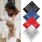 Бандана в стиле хип-хоп для женщинмужчинмальчиковдевочек, квадратный платок с принтом пейсли, повязка на голову черного, красного цветов, 60 х60 см