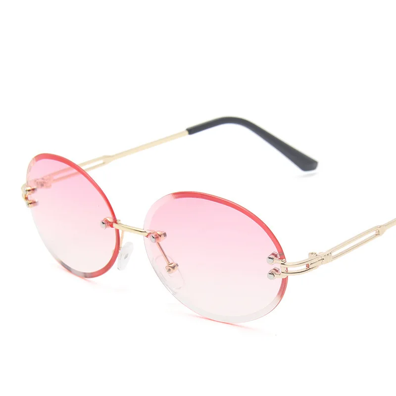 

2021 New Rimless Cut Edge Sunglasses Women's Oval Net Red Gradually Changing Color Sun Glasses Fashion