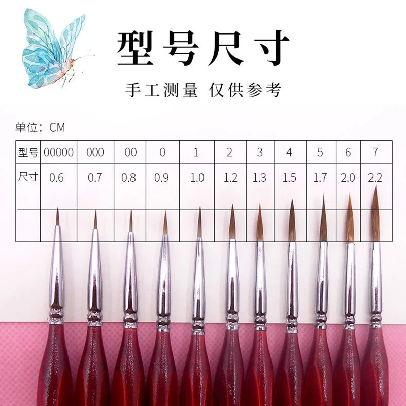 Кисти для рисования акварелью и гуашью 11 шт./компл. 2 модели разные формы круглые