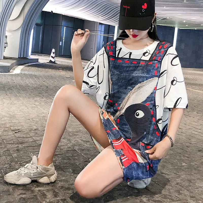 T Shirt Dress Cartton Printing Womens T-shirt Short Sleeve Casual Femme Tops O-neck Plus Size Streetwear Blusas Ropa Mujer L0012 | Женская