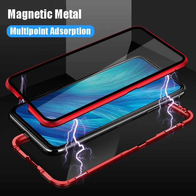 360 Полное покрытие Передняя металлическая рамка + Задняя стеклянная Магнитная