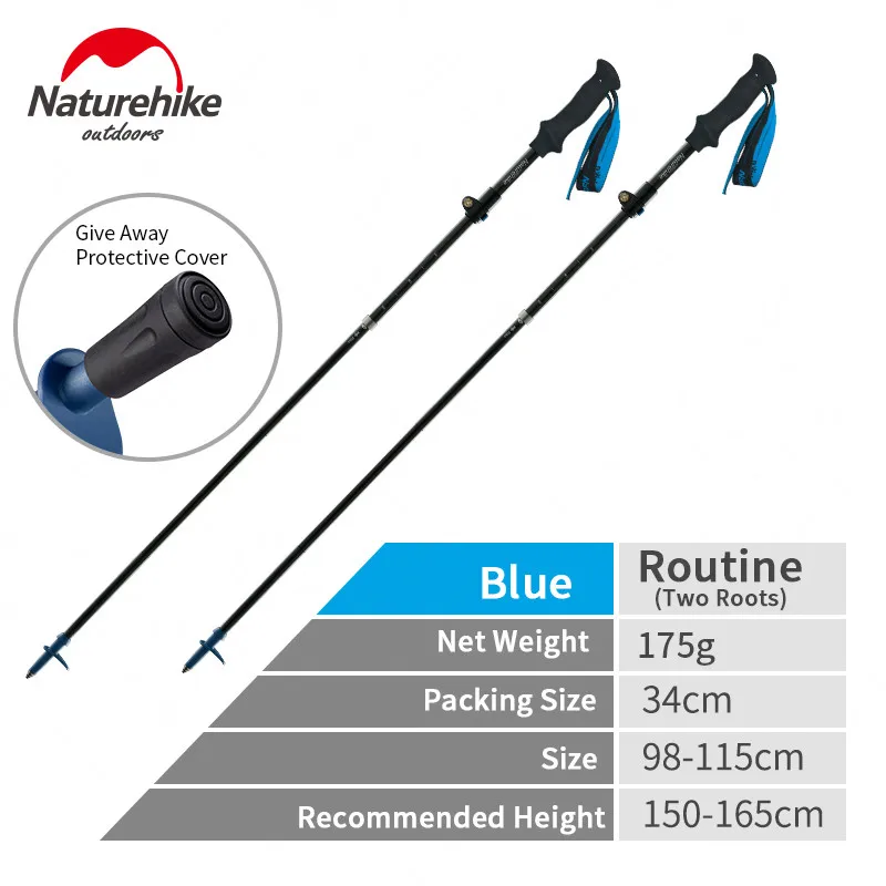 Blue-98-115cm(2) Naturehike углеродного волокна альпеншток 175 г ультралегкий складной 5-разделы треккинг полюс Регулируемый Пеший Туризм трости NH18D010-Z - Цвет: Blue-98-115cm(2)