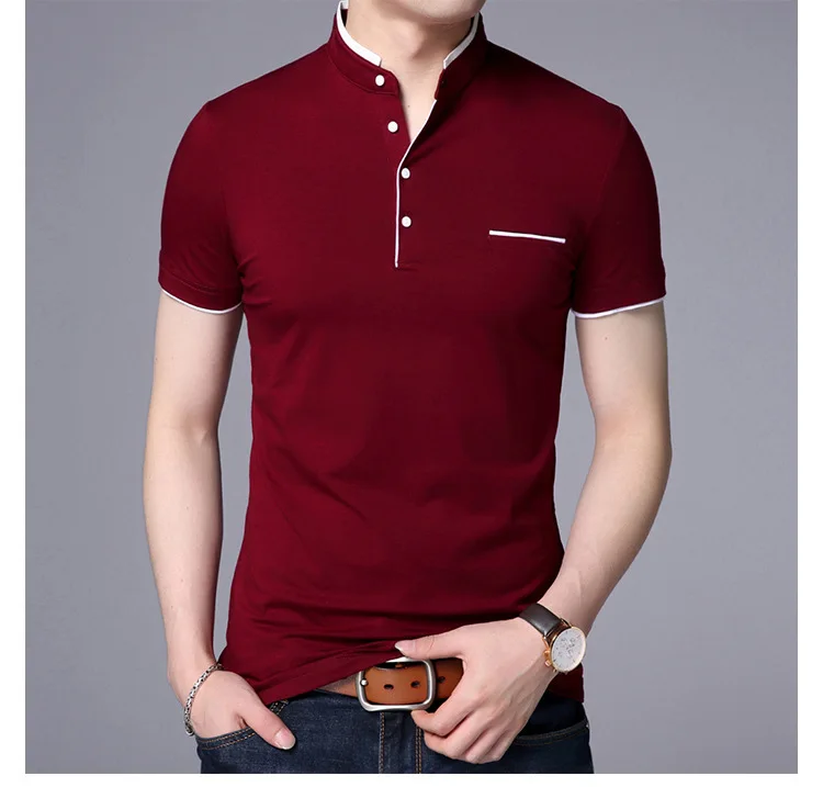

2021 New Fashion Brand Shirt Men's Summer Mandarin Collar Slim Fit Solid Color Button Breathable Casual Men Clothing