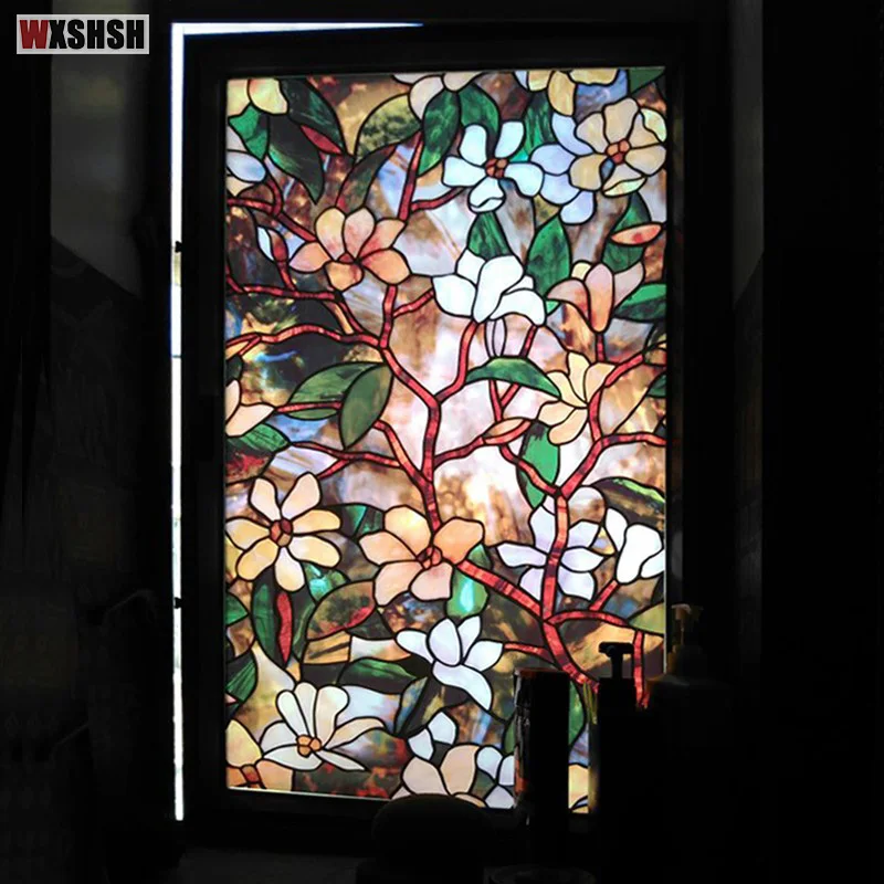 Оконная пленка в американском стиле статическая липкая на витражное стекло