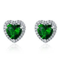 ly 925 sterling silver synthetic greenredblue crystal high quality zircon contracted stud earrings of women charm jewerly