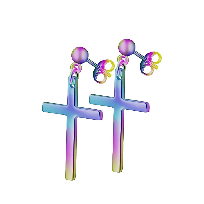 

New Cross Earrings Stainless Steel 4-color Piercing Earrings Men and Women Punk Style FashionJewelry Unisex earring jewelry