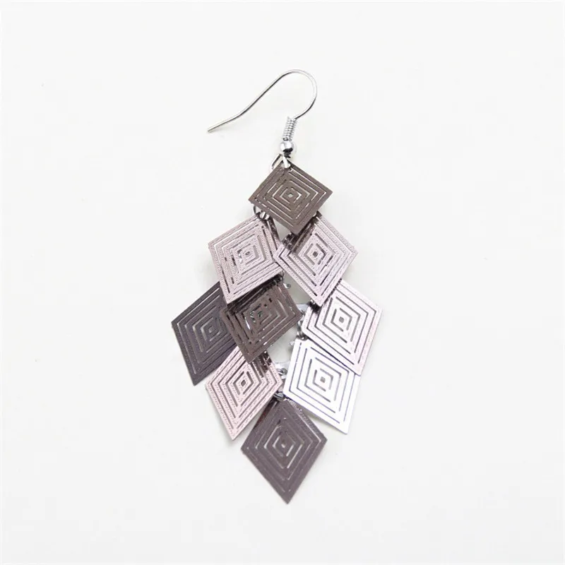 Филигранные геометрические Висячие серьги для женщин зеленые свежие цвета