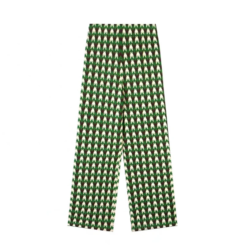 

Tonngirls European Autumn New Knitted Elastic High Waist Loose Casual Straight Trousers Wide Leg Pants Women Fashion Streetwear