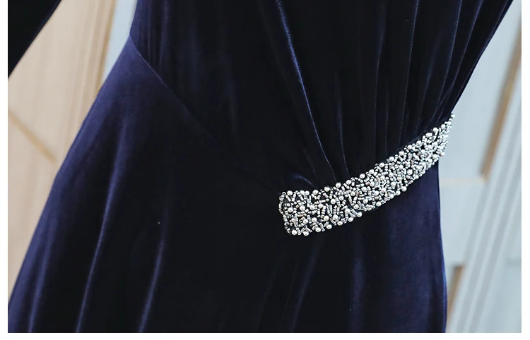 

M-XXXL velvet dress autumn women 2019 new women's temperament slim slimming long winter
