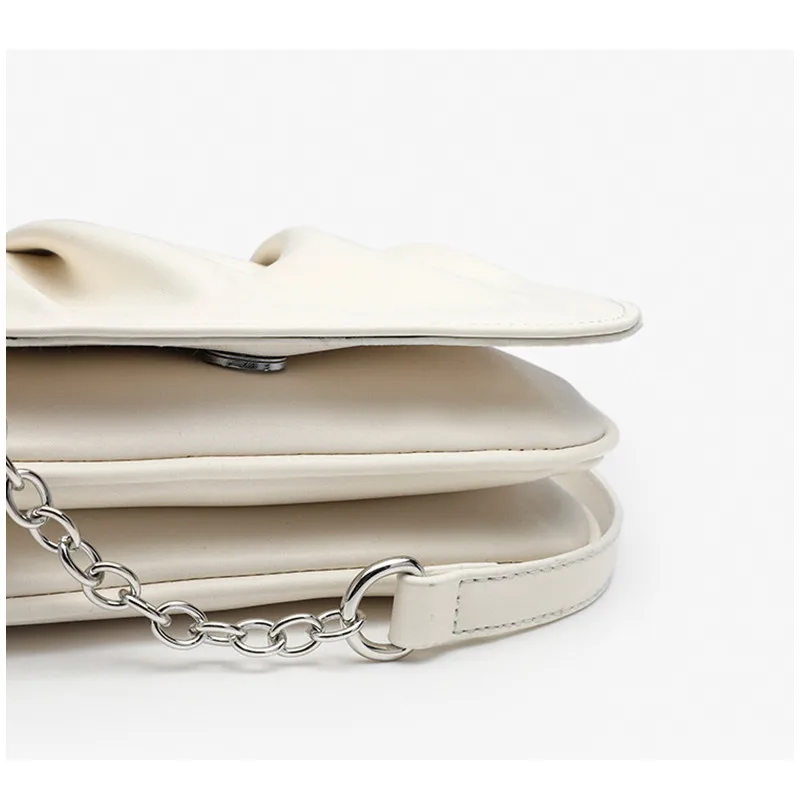 

Ruched Chain Women's Shoulder Bag Crossbody Baguette OL Elegant Female Handbags