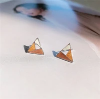 vintage style silver color stitching triangle stud earring simple geometric earring for women girl kids gift