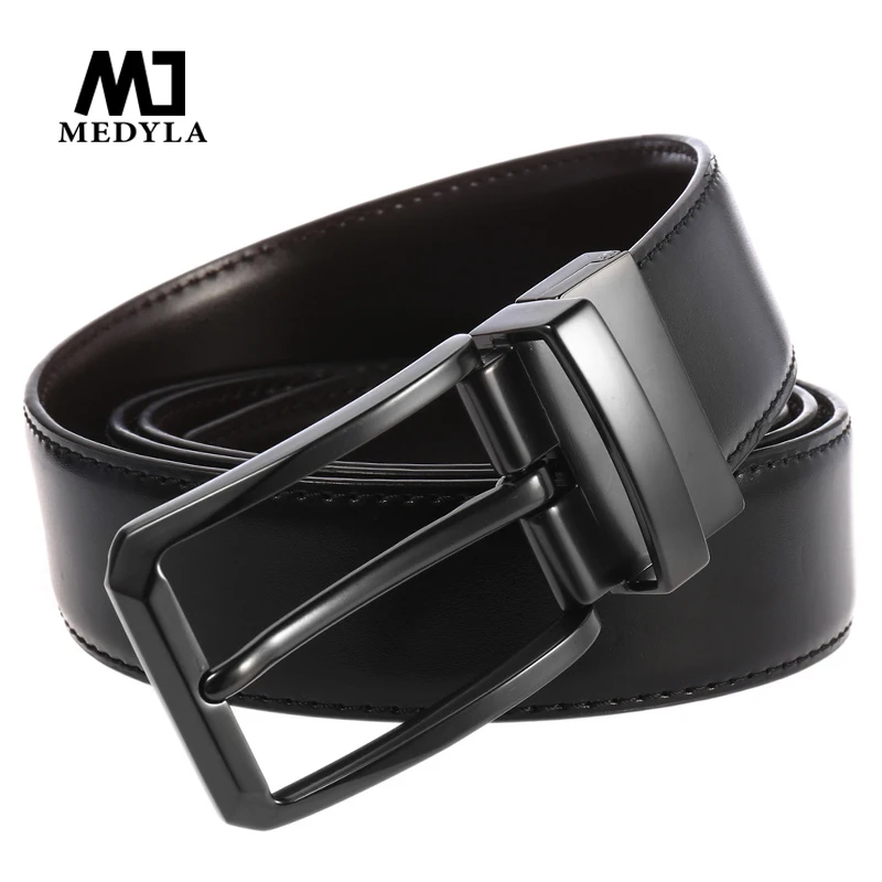 MEDYLA Genuine Leather Alloy Pin Buckle Luxury Brand Leather Strap Belt Cowboy Casual designer New brand Pin buckle belt