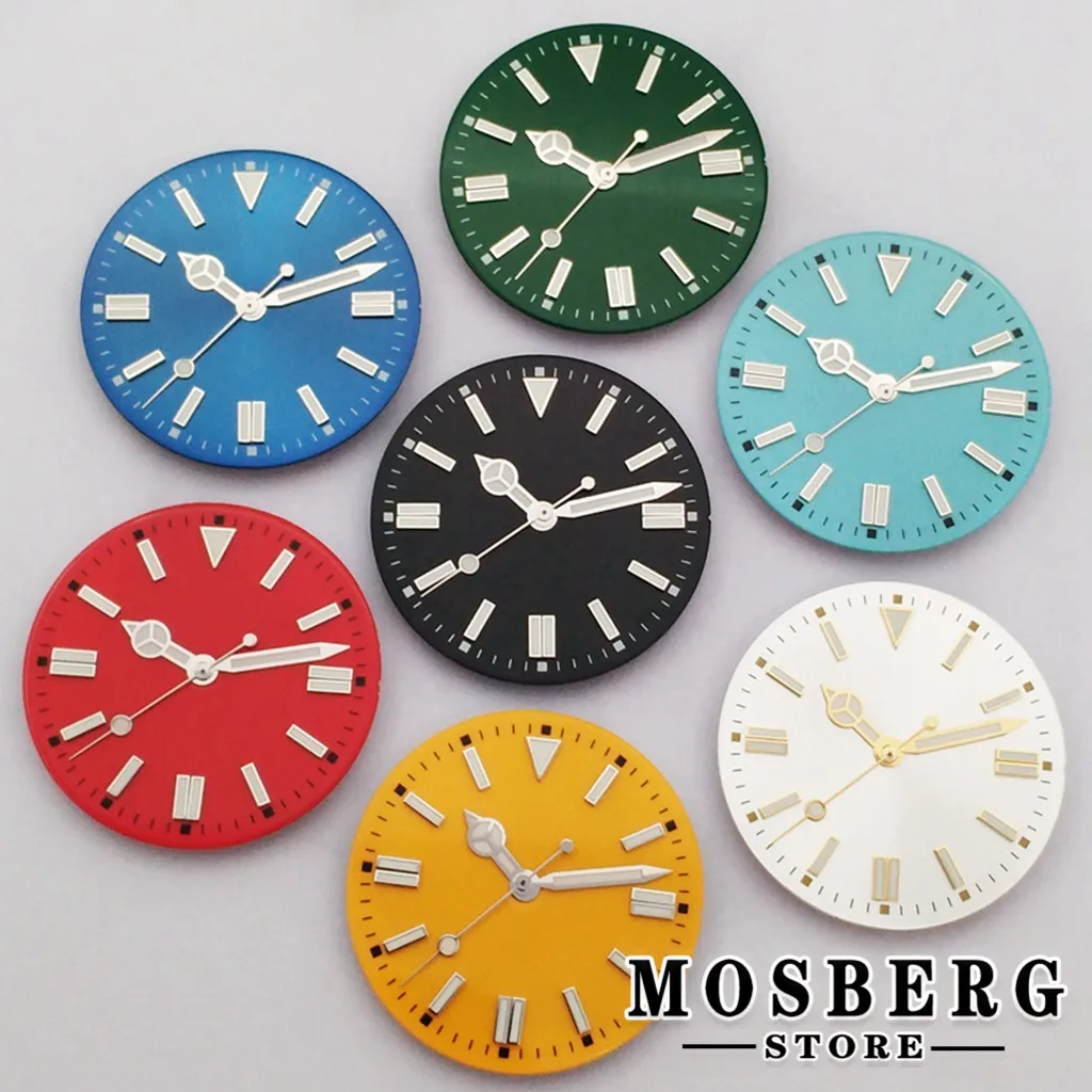 28 5 мм стерильные светящиеся черные и синие часы с циферблатом стрелки для NH35 NH36