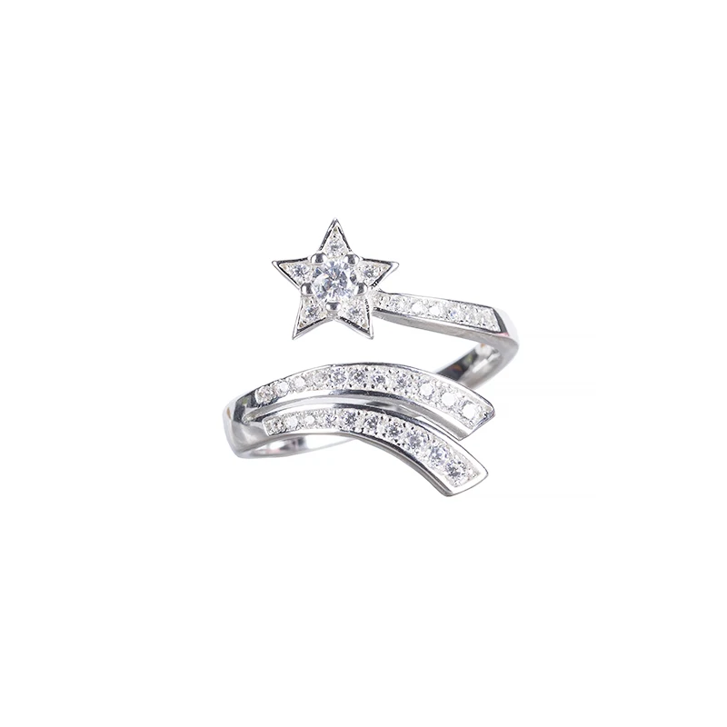 925 Sterling Silver Zircon Layered Star Rings Punk Party Designer Club Cocktail Party Ins Rare Elegance Trendy Japan Korean Ins