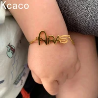 kcaco lovely baby smooth bracelet personalized children jewelry stainless steel custom kids name bracelet handmade gifts