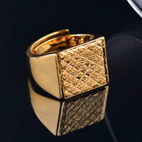 sinleery luxurious wide free size pure copper rings yellow gold color geometric patterns rings for men fashion jewelry jz630 ssi