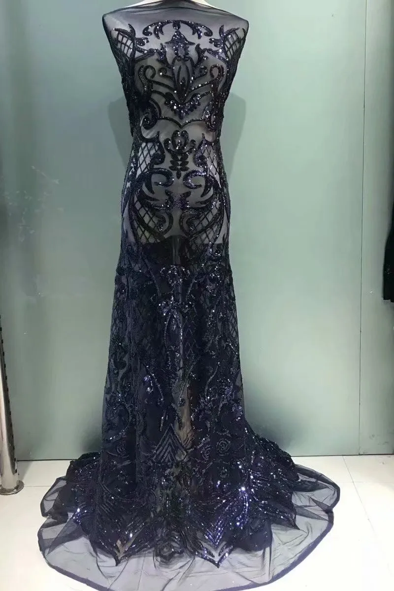 Блестящие Блестки кружевная сетчатая ткань свадебная африканская с блестками