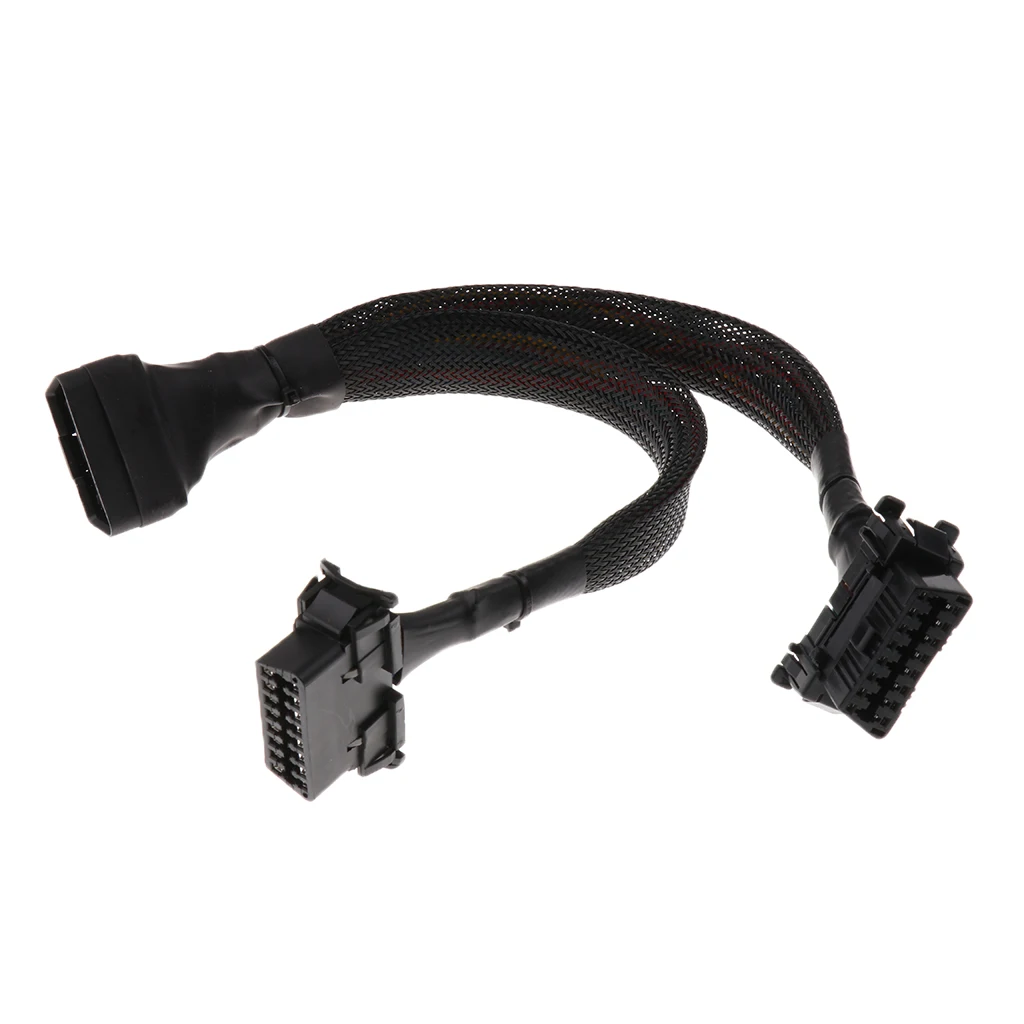Универсальный автомобильный 1 штекер на 2 гнезда 16 Pin OBD2 OBDII удлинитель