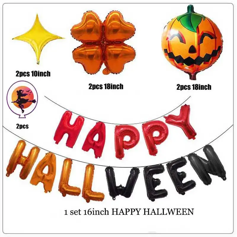 

Happy Halloween Pumpkin Clover Halloween Party Decoration 16 Inch Halloween Letters Aluminum Balloon Halloween party decoration