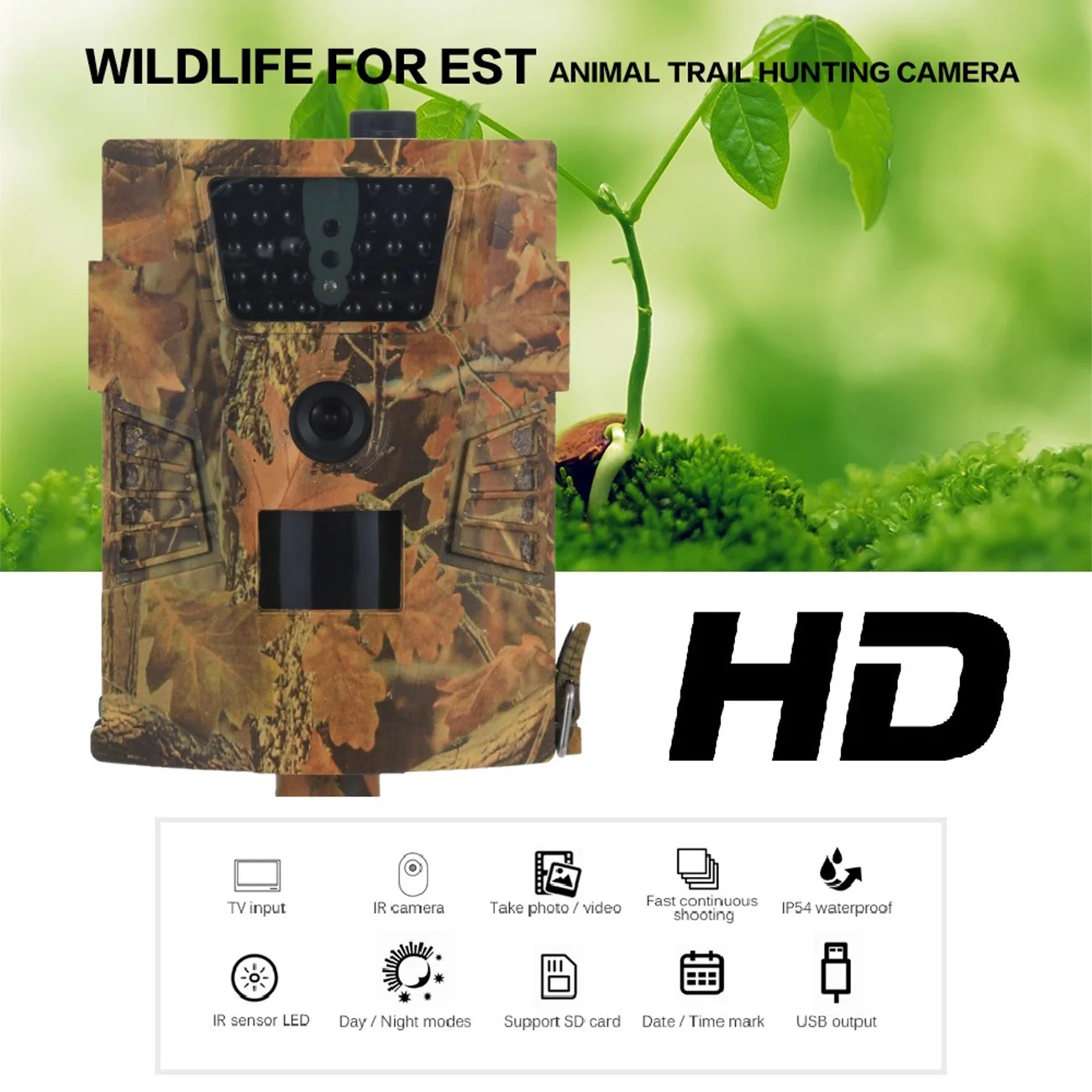 

HT001B Trail Camera 12MP 1080P 850nm IR LED 1s Trigger Time Wild Hunting Cameras Night Vision Wildlife Animal Photo Traps Camera