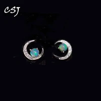 csj natural ethiopia opal stud earrings 925 sterling silver gemstone 5mm jewelry for women lady wedding engagment party gift