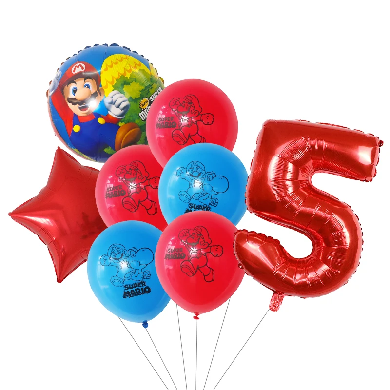 

8pcs Super Mario Balloons 30 Inch Number Balloons Boy Girl Birthday Party Mario Luigi Bros Mylar Balloon Decoration Air Globos