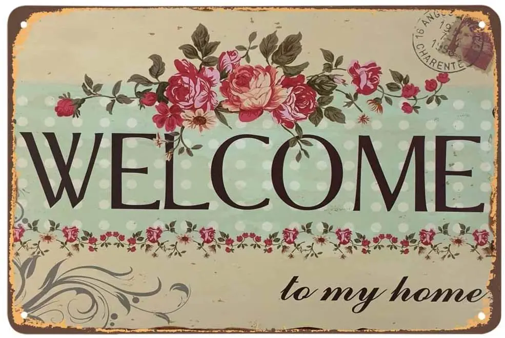 

Wall Decoration Farm Home Backyard Poster Metal Wall Sign Welcome To My Home Tin Sign 12*8 Inch Old-fashioned Metal Plate