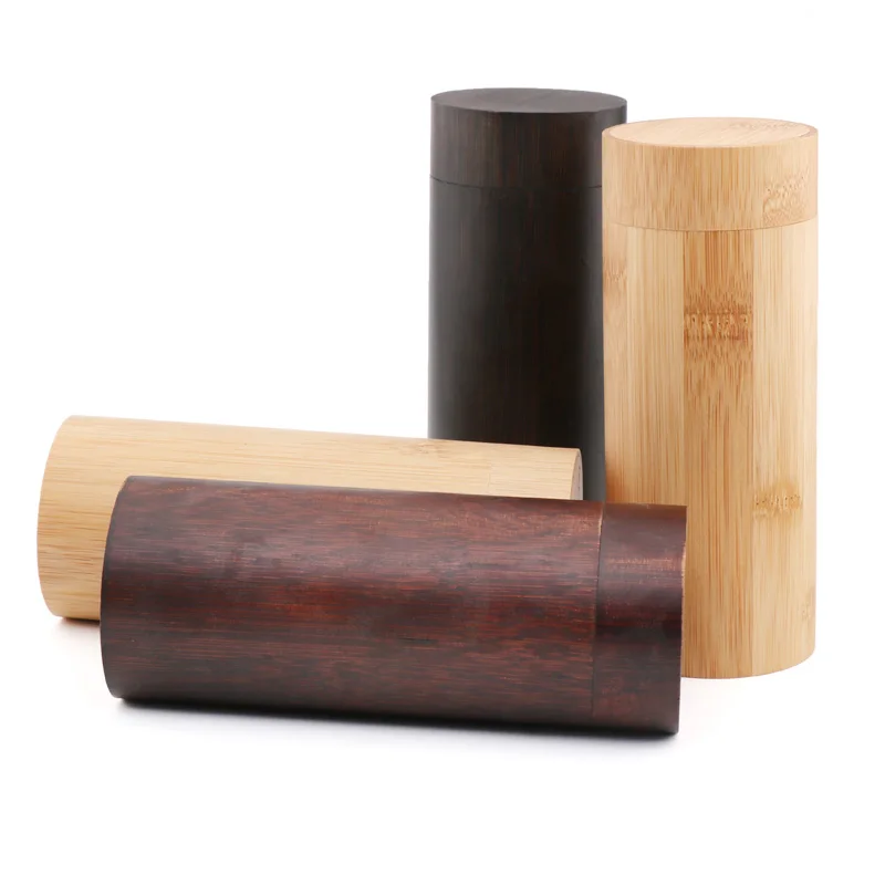 

Cylindrical bamboo spectacle case stock bamboo wood sunglasses case laser logo can be customized shape