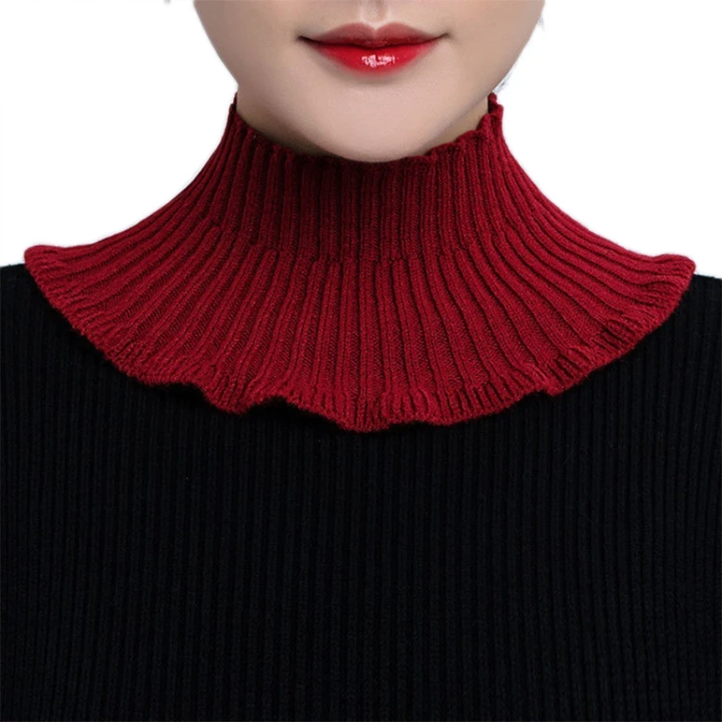 

Fake Collar Detachable Turtleneck Neck Dickey Half Top Mock Sweater Collar Knitted Neck Warmer for Women Girls