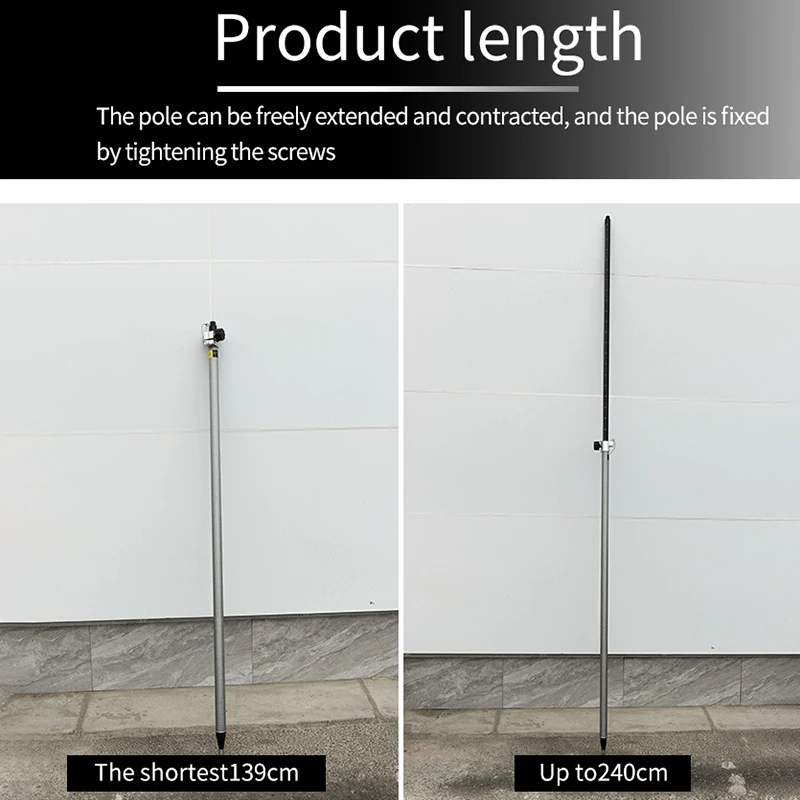 Универсальный черно-белый 2 4 метровый трехпозиционный GPS-полюс из углеродного