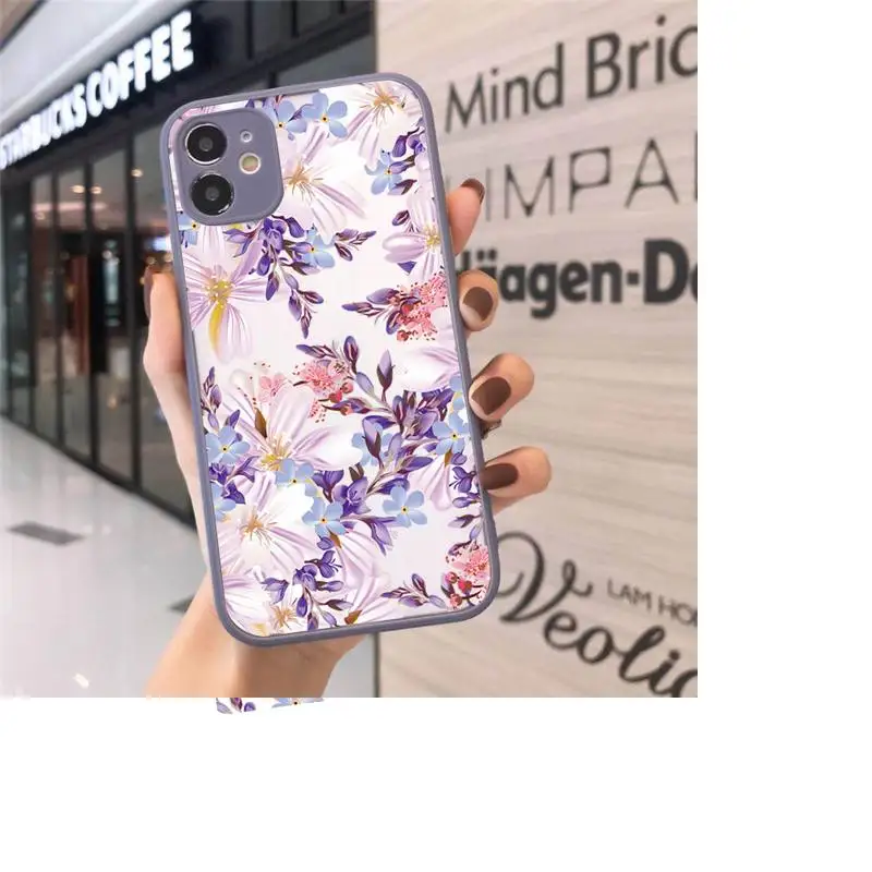 

Summer Beautiful Flowers Phone Cases matte transparent For iphone 7 8 11 12 plus mini x xs xr pro max cover