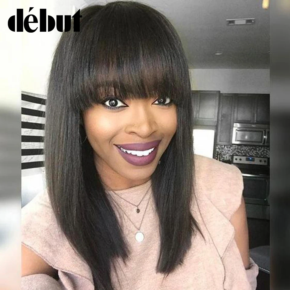 Дебютные прямые парики из человеческих волос без повреждений для черных женщин