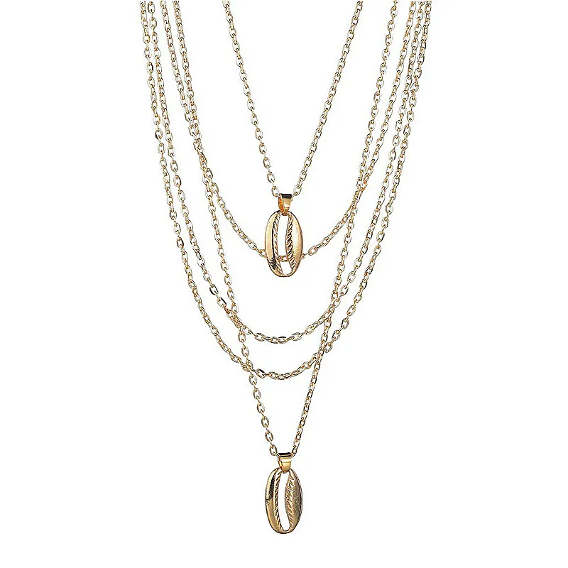 Модные Винтажные многослойное ожерелье с подвеской для женщин Оболочка золотого