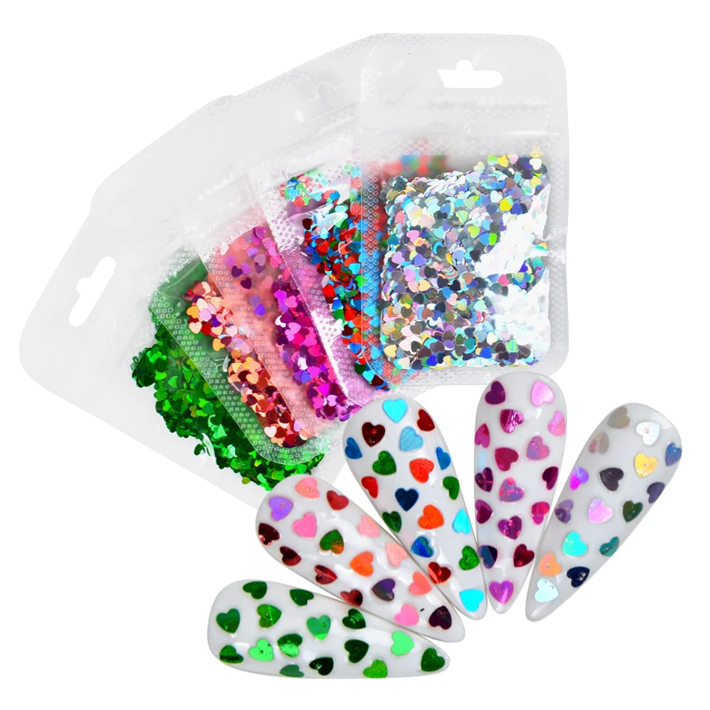 День Святого Валентина блеск для ногтей неоновые голографические блестки в