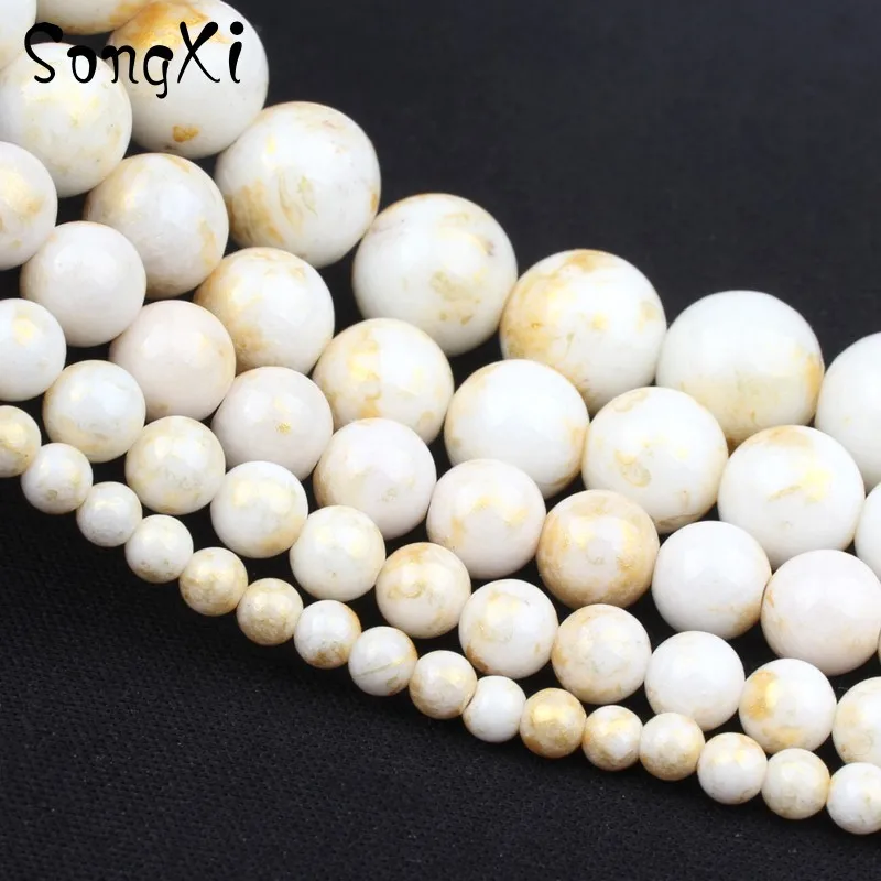 Оптовая продажа круглые бусины из натурального белого золота и яркого нефрита