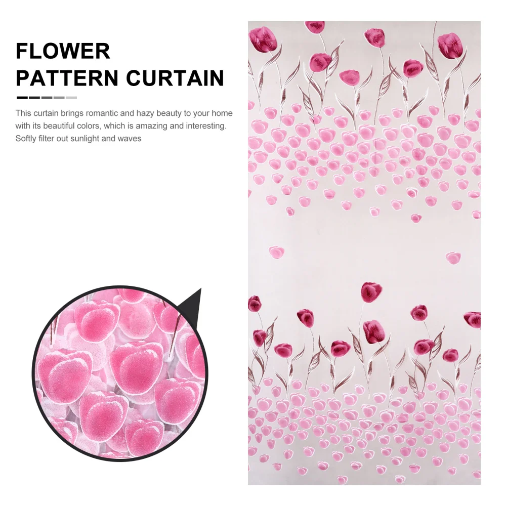 

2pcs Translucent Window Screen Pretty Tulip Pattern Window Tulle Sheer Curtains