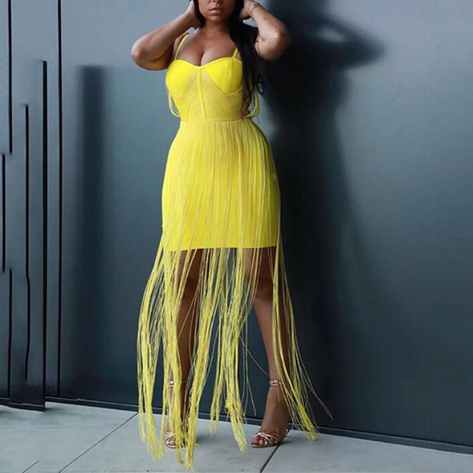 Новое желтое черное Бандажное платье 2021 Сексуальные вечерние платья на