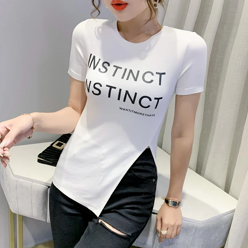 

Europe summer new short Sleeve printing Women Sexy Tops Casual Slim O Neck Woman T Shirts all neon store clothes