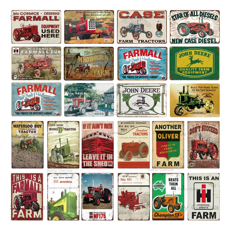 Сельскохозяйственные тракторы металлические оловянные знаки ферма все