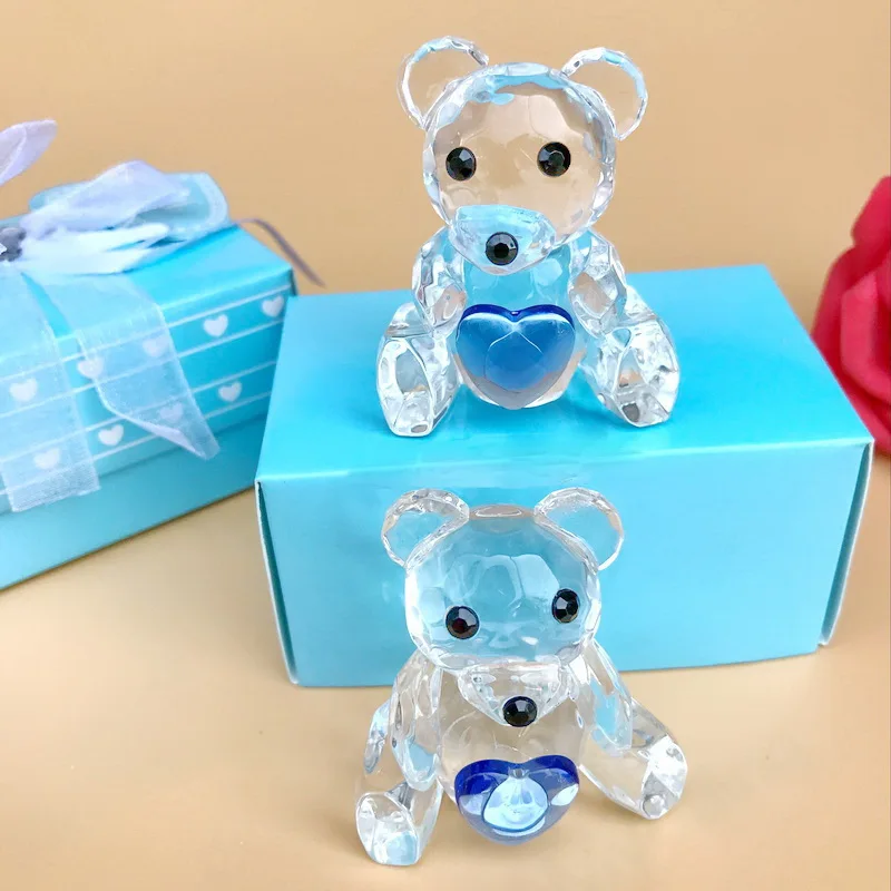 1 шт х синего цвета с украшением в виде кристаллов Мишка Статуэтки подарочной