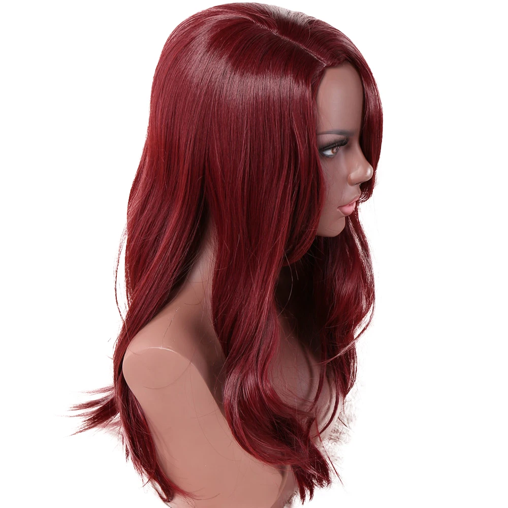 Парики из натуральных волнистых волос красный коричневый для белых/черных