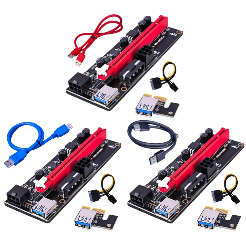 10 шт. Райзер адаптер VER 009S PCI e 16X 009 Express 1X до USB 3 0 SATA GPU от 15Pin 6 Pin для майнинга