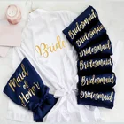 Кимоно для невесты и подружки невесты с золотистым принтом, женское вечернее кимоно, одежда для невесты и подружки невесты, одежда для девичника и подружки невесты